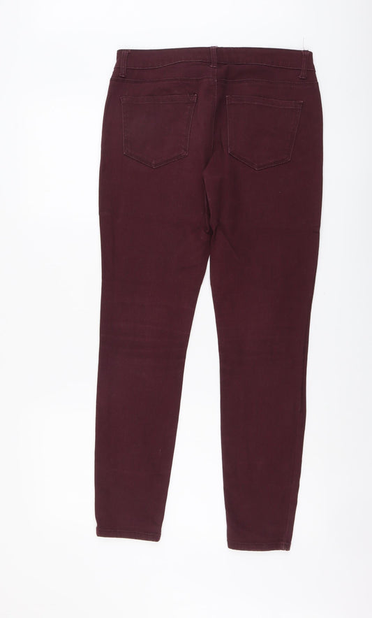 FOREVER 21 Womens Red Cotton Skinny Jeans Size 14 L29 in Regular Button
