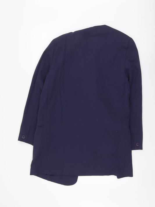 Annalena Womens Blue Jacket Coatigan Size 10 Hook & Eye