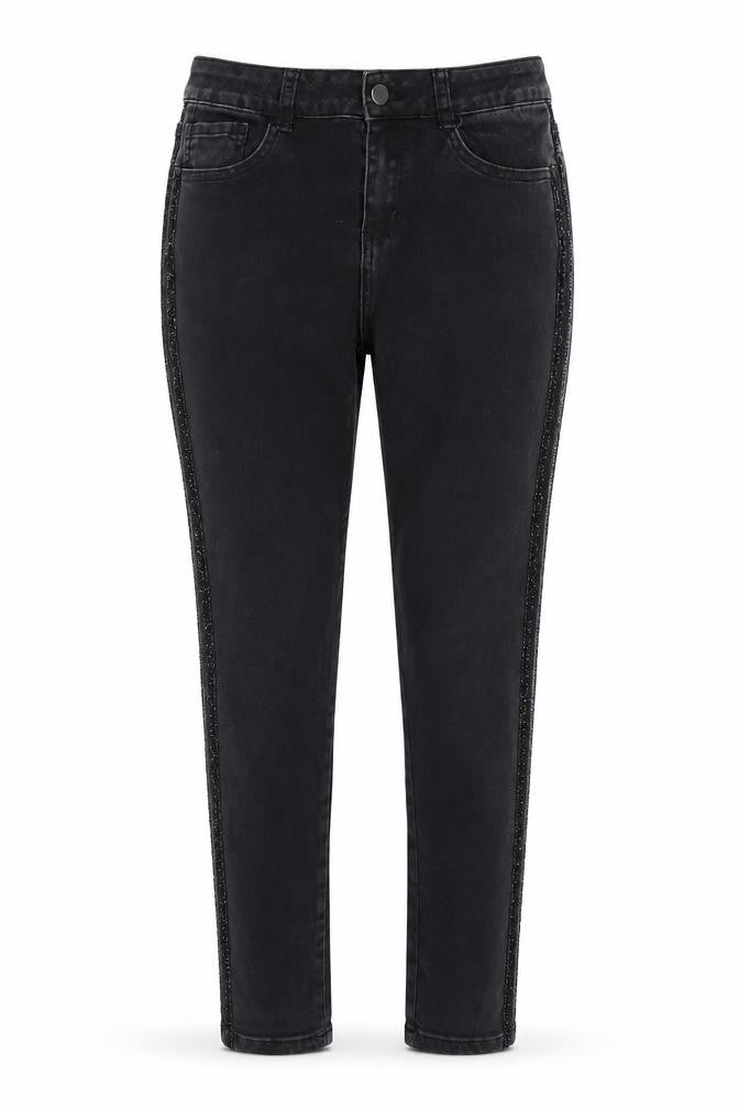 B.YOU Womens Black Cotton Skinny Jeans Size 10 L28 in Regular Button - Side Stripe Detail