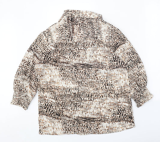 JD Williams Womens Beige Geometric Polyester Basic Blouse Size 12 V-Neck