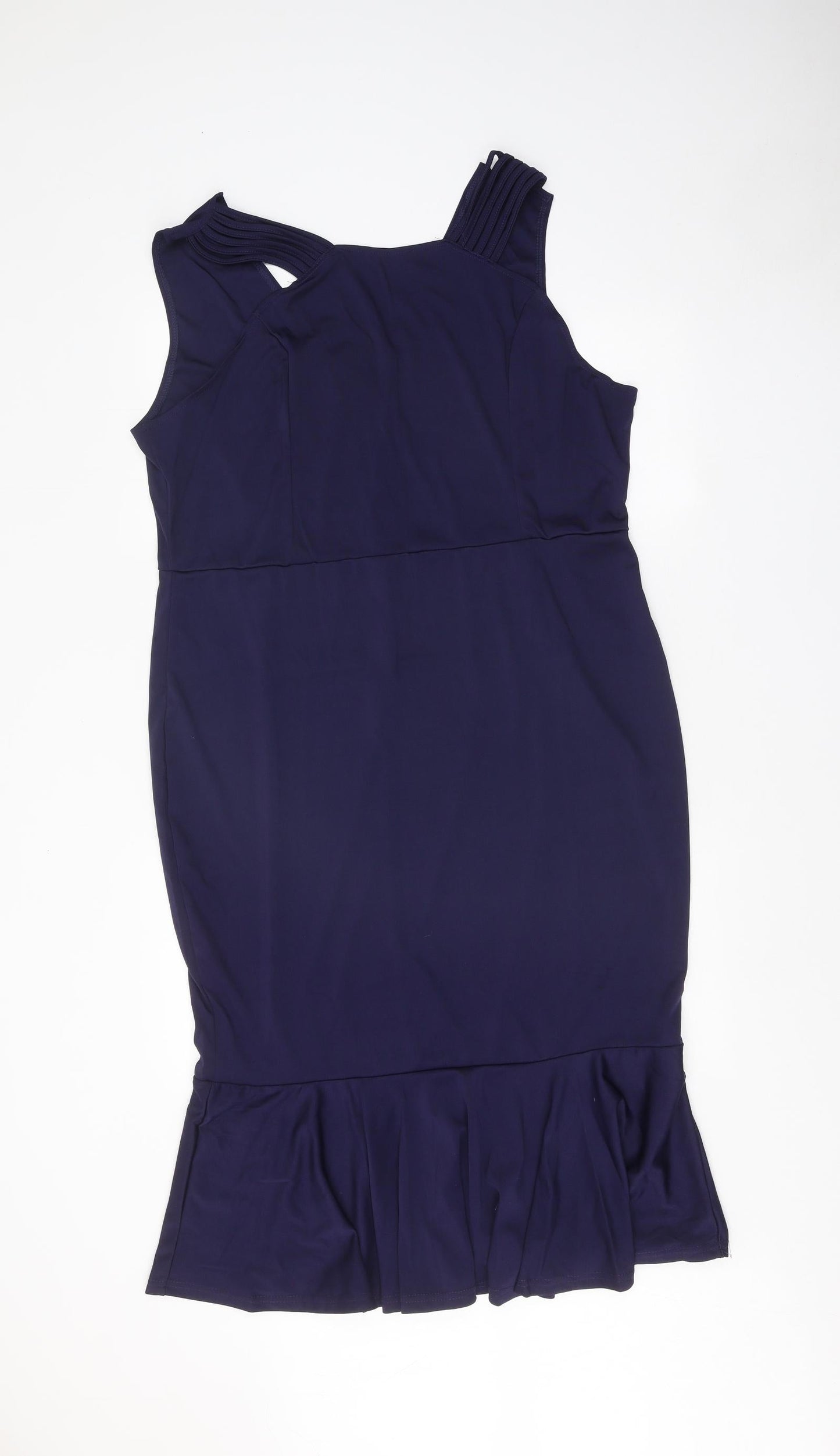 Preworn Womens Blue Polyester A-Line One Size Round Neck Zip