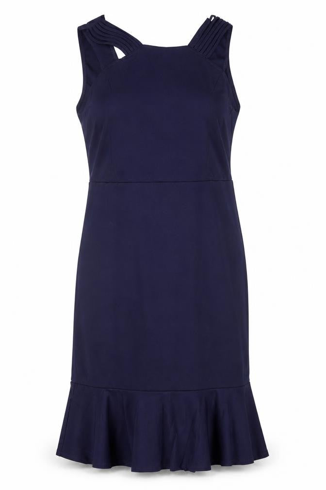 Preworn Womens Blue Polyester A-Line One Size Round Neck Zip