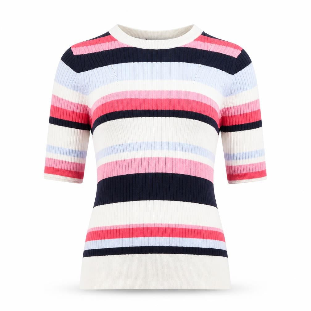 Marks and Spencer Womens Multicoloured Round Neck Striped Viscose Pullover Jumper Size 10