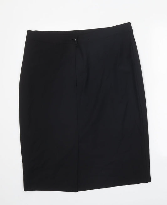Persona Womens Black Viscose Straight & Pencil Skirt Size 35 in Zip