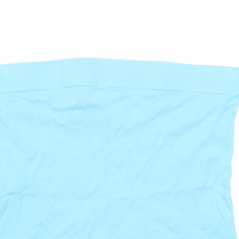 Papaya Womens Blue Cotton Cropped Tank Size 16 Off the Shoulder