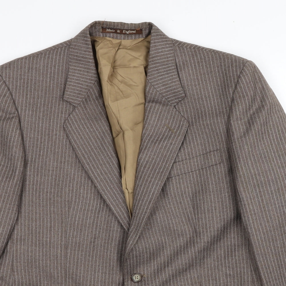 Burton Mens Brown Striped Wool Jacket Blazer Size 36 Regular