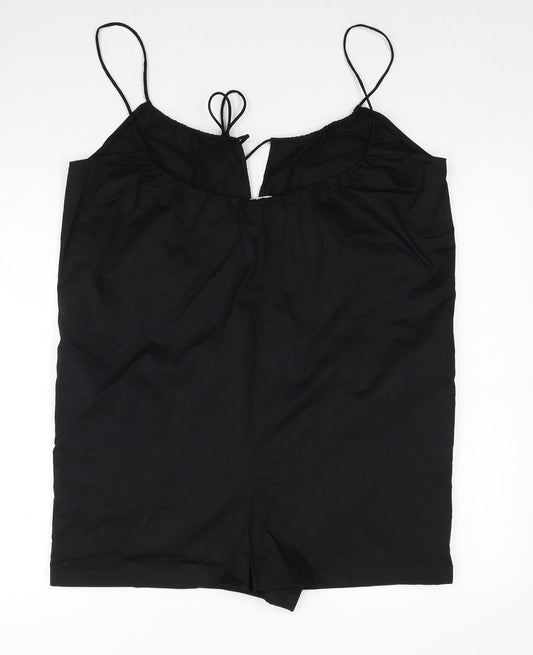 Zara Womens Black Cotton Playsuit One-Piece Size M Pullover