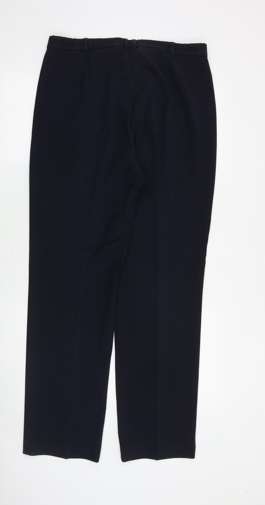 Marks and Spencer Womens Blue Polyester Trousers Size 32 in Regular Zip