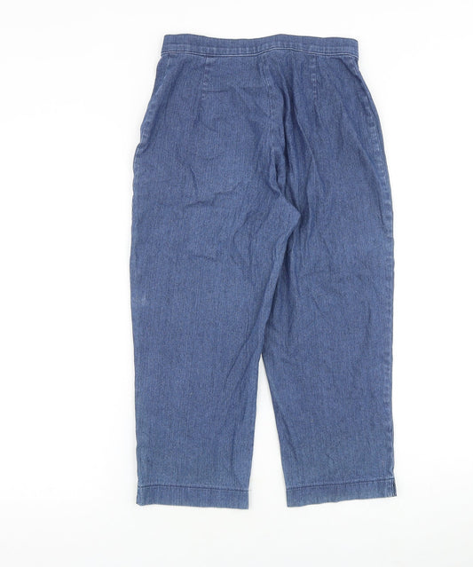 Marks and Spencer Womens Blue Cotton Straight Jeans Size 10 Regular Zip