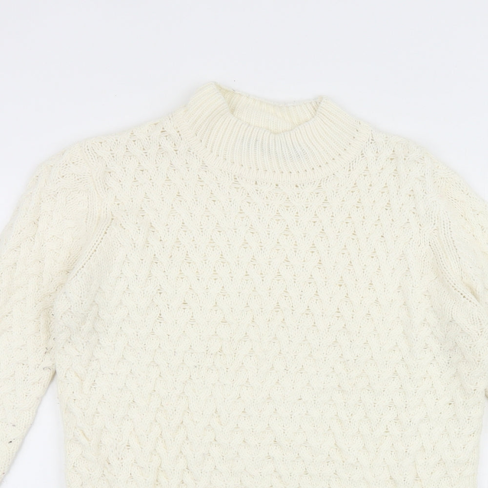 QED London Womens White High Neck Acrylic Pullover Jumper Size S