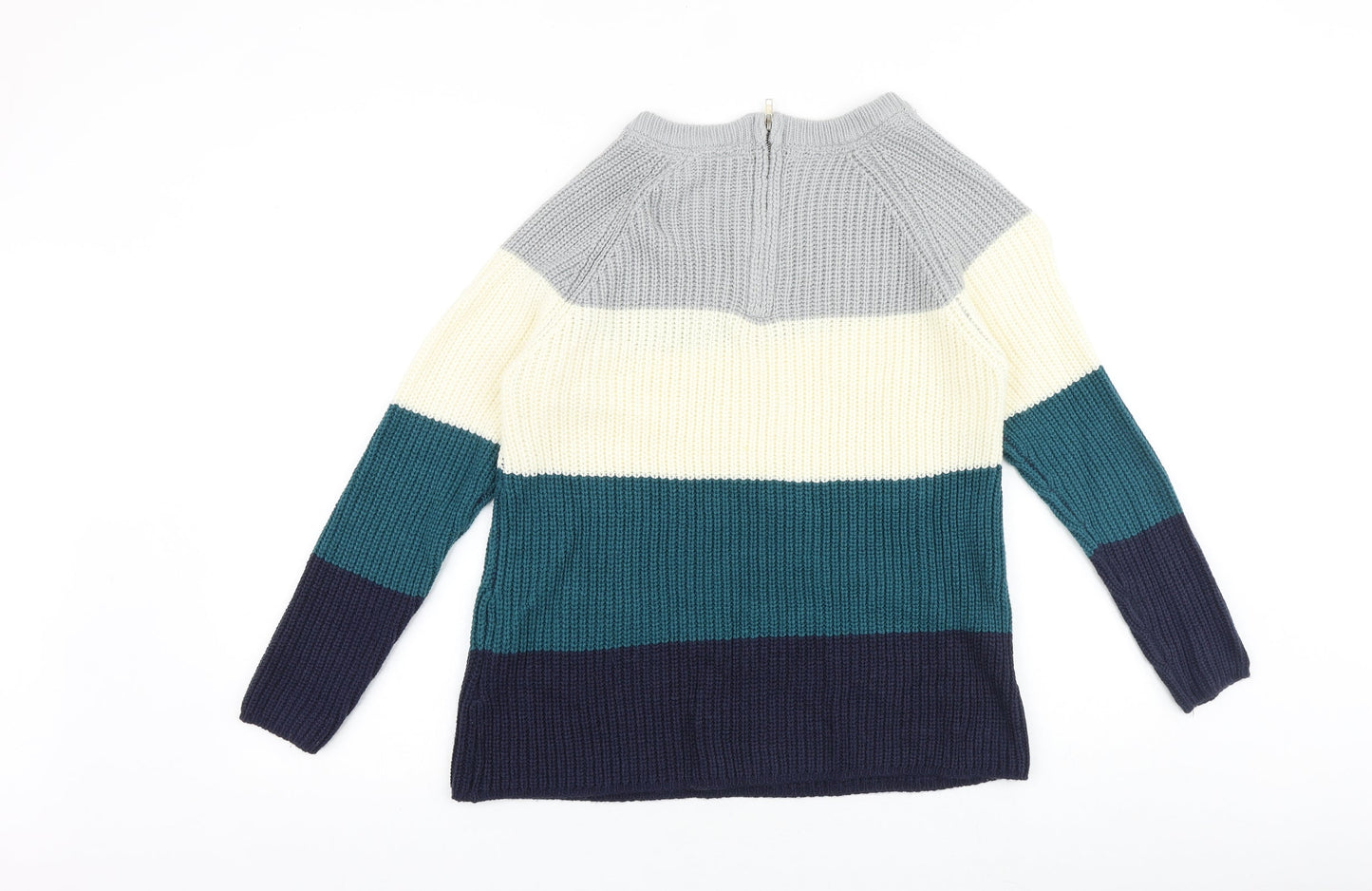 Intuition Womens Multicoloured Scoop Neck Striped Acrylic Pullover Jumper Size 12