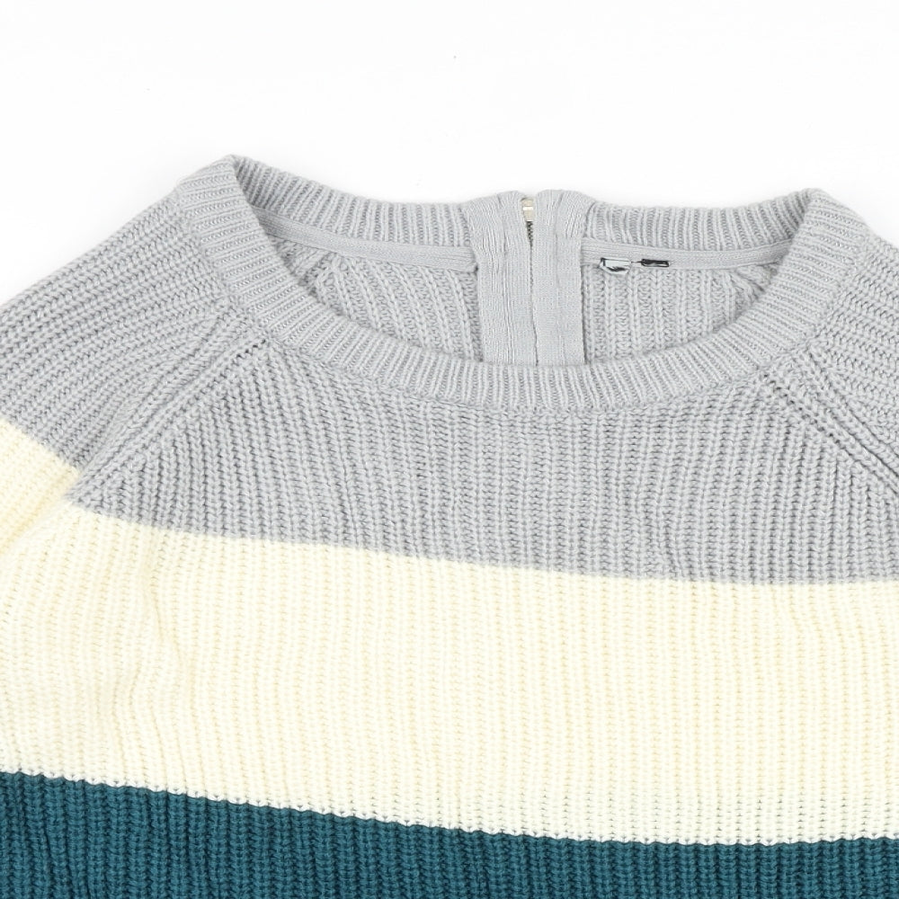 Intuition Womens Multicoloured Scoop Neck Striped Acrylic Pullover Jumper Size 12