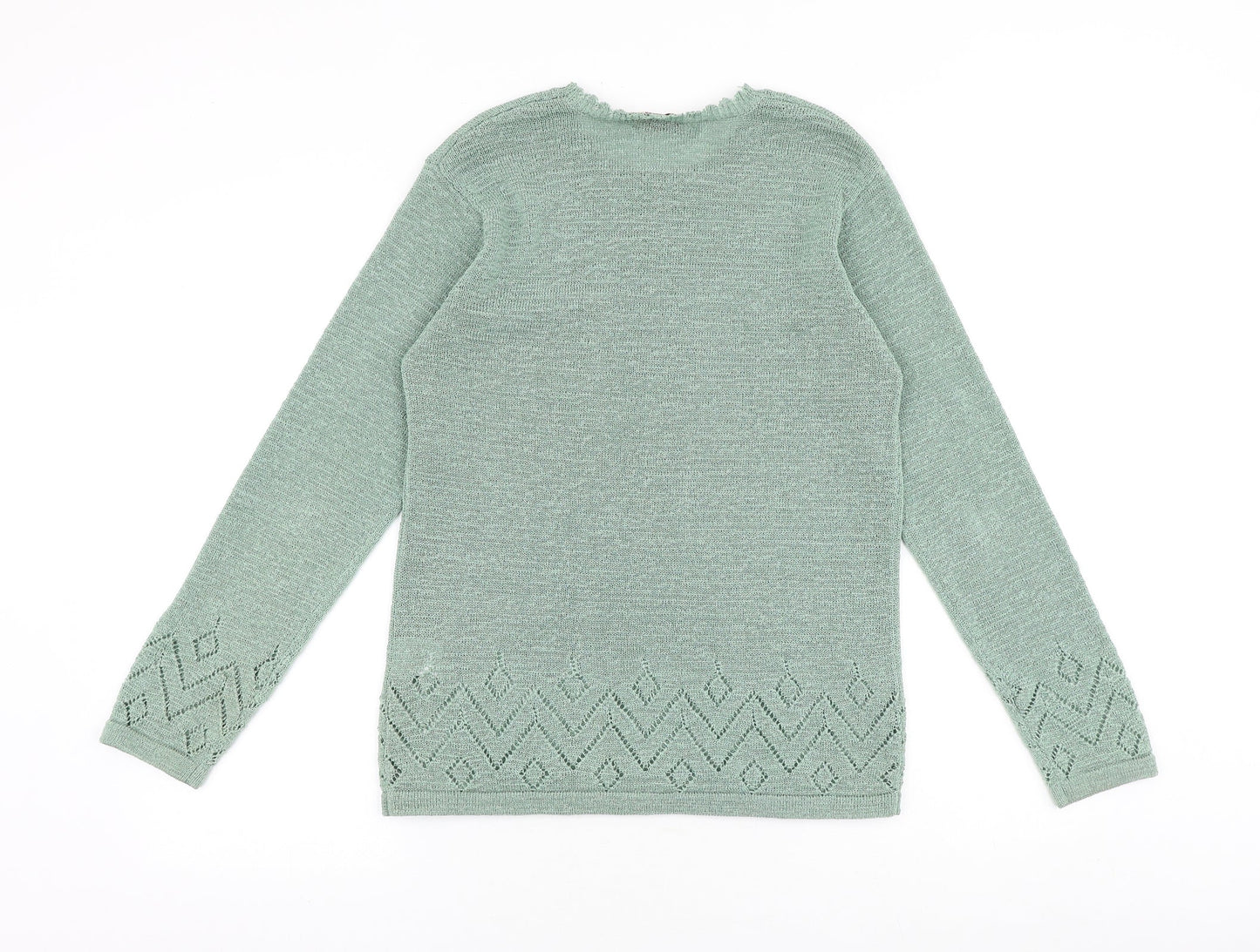 Bonmarché Womens Green Round Neck Polyester Pullover Jumper Size S