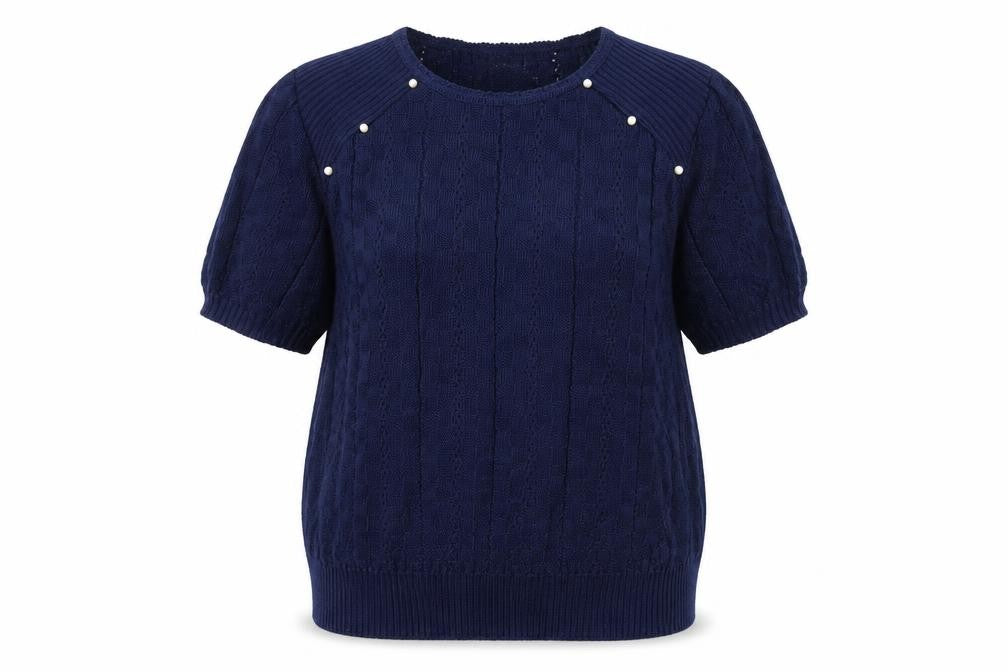 Fashion Extra Womens Blue Round Neck Acrylic Pullover Jumper Size 18