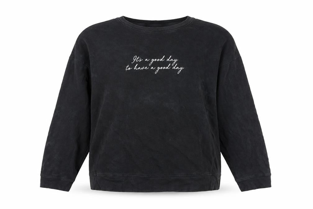 New Look Womens Black Cotton Pullover Sweatshirt Size L Pullover - It's a good day to have a good day