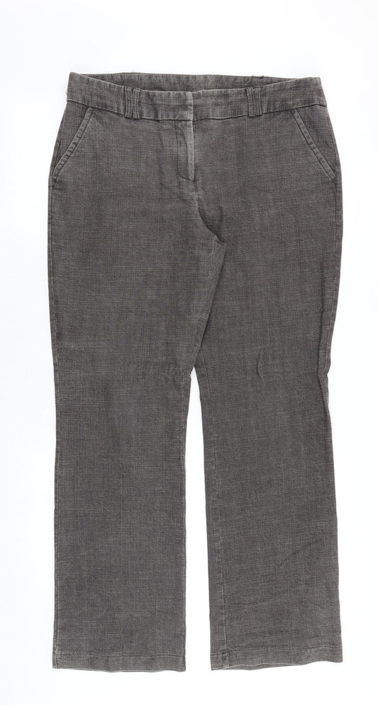 Principles Womens Grey Cotton Trousers Size 34 in Regular Zip