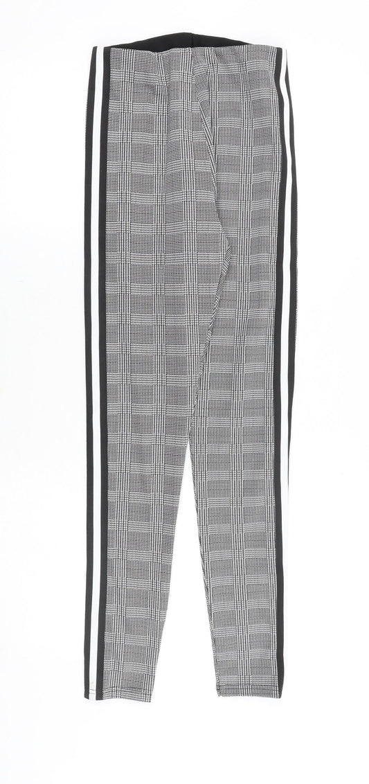 Preworn Womens Black Plaid Cotton Trousers Size S Slim