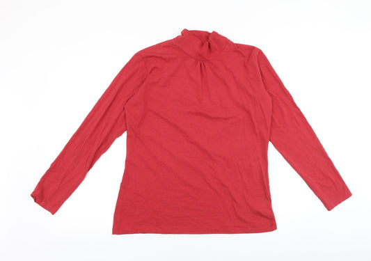 atlasforwomen Womens Red 100% Cotton Basic T-Shirt Size 12 Mock Neck