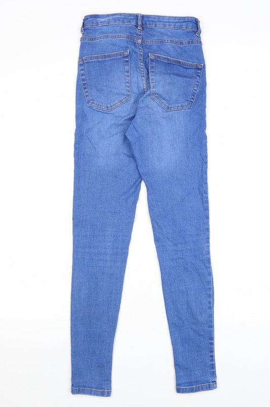 Denim & Co. Womens Blue Cotton Skinny Jeans Size 8 L28 in Regular Zip