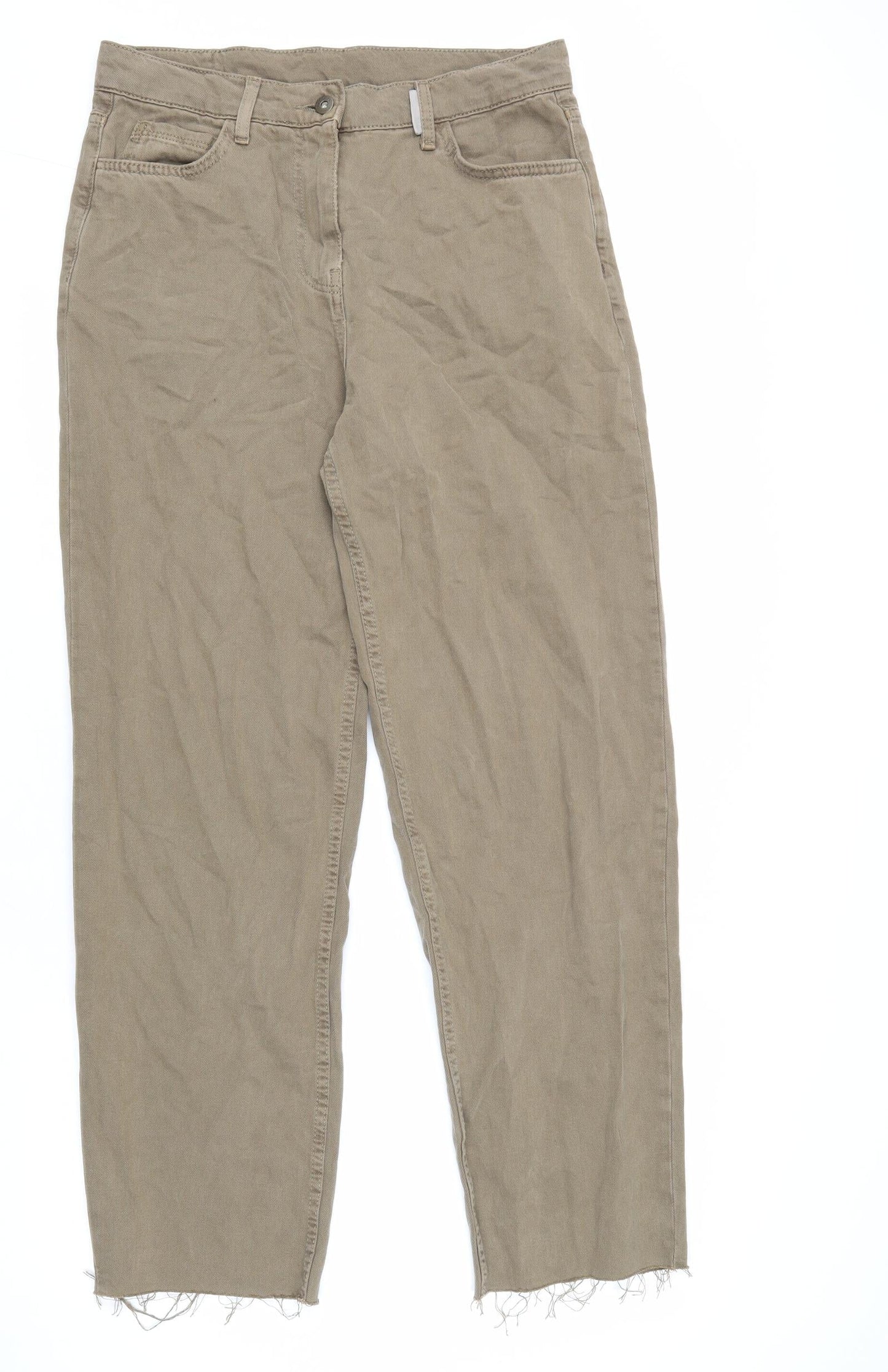 COLLUSION Mens Beige Cotton Straight Jeans Size 30 in L32 in Regular Zip - Distressed Hems