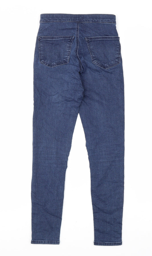 Topshop Womens Blue Cotton Skinny Jeans Size 26 in L30 in Extra-Slim Zip