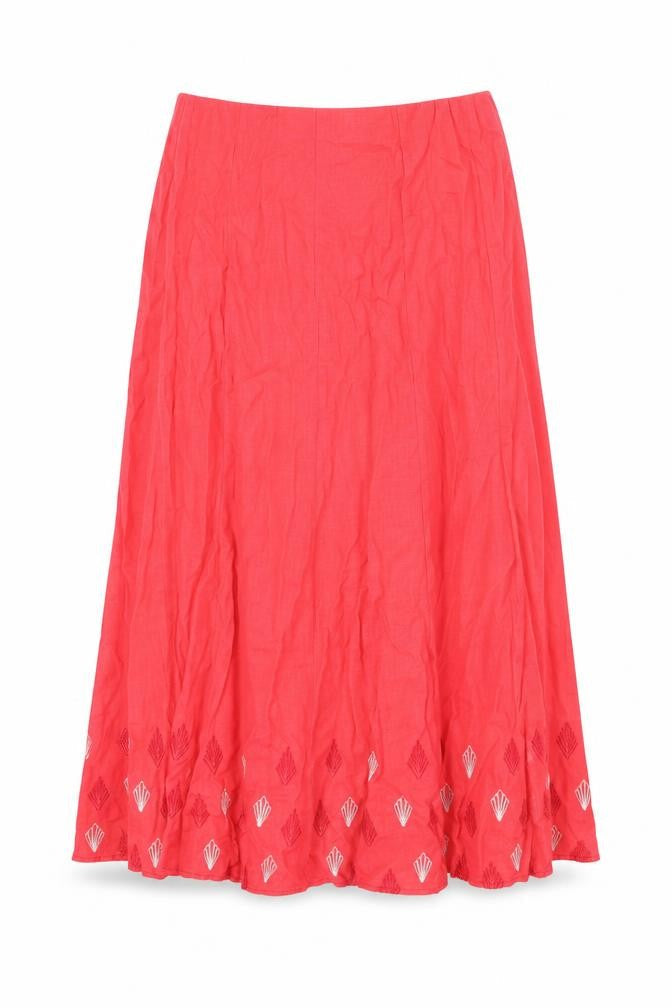 Marks and Spencer Womens Red Geometric Polyester Swing Skirt Size 32 in
