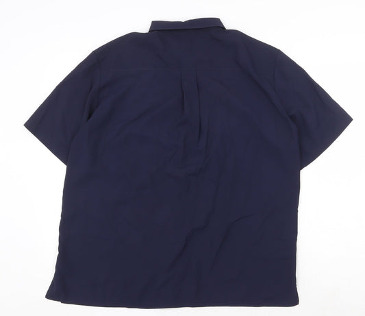 St Michael Womens Blue Polyester Basic Button-Up Size 14 Collared
