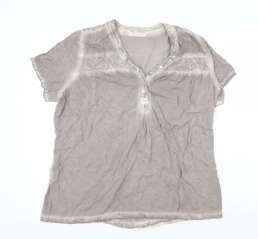 Anna Rose Womens Grey Viscose Basic T-Shirt Size L V-Neck