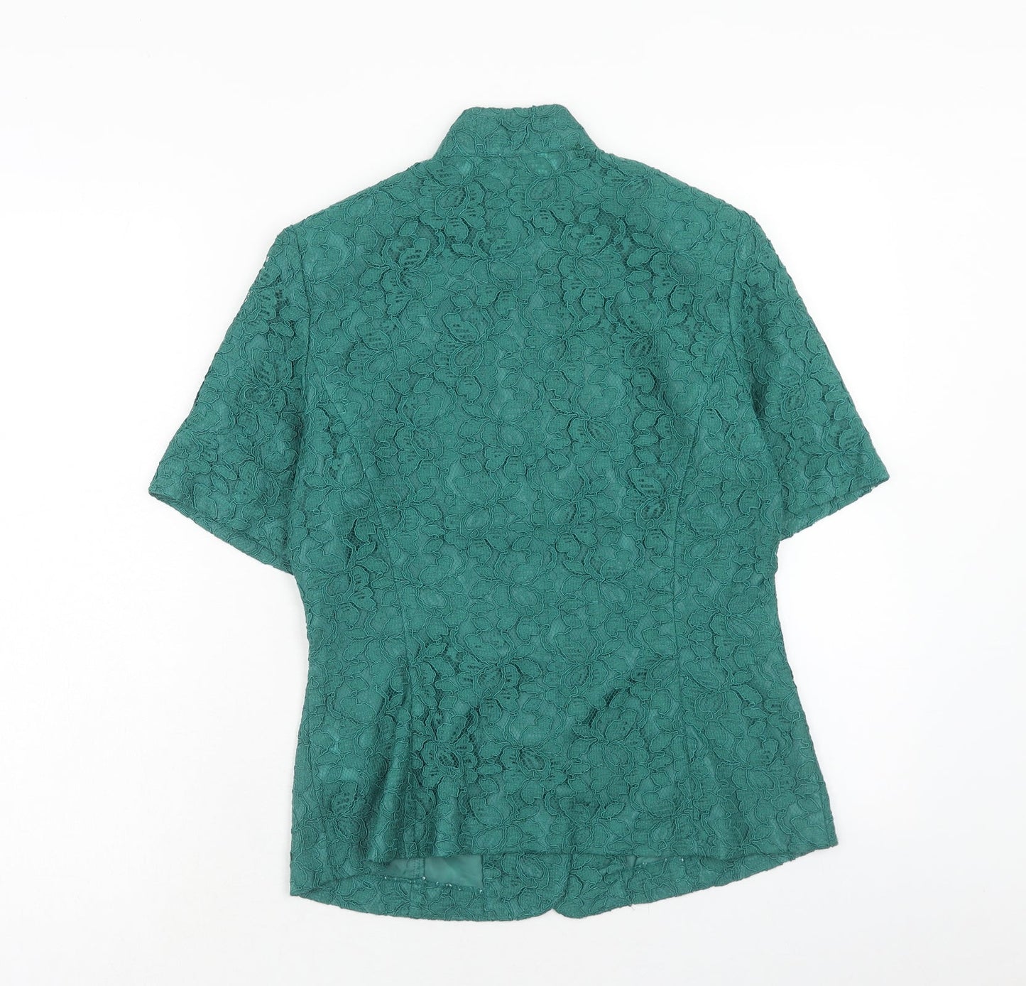 Together Womens Green Viscose Basic Button-Up Size 10 V-Neck
