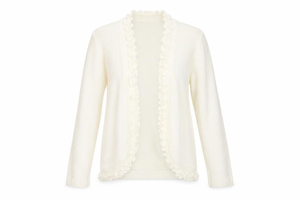 Impressions Womens Ivory V-Neck Acrylic Cardigan Jumper Size S - Size S-M