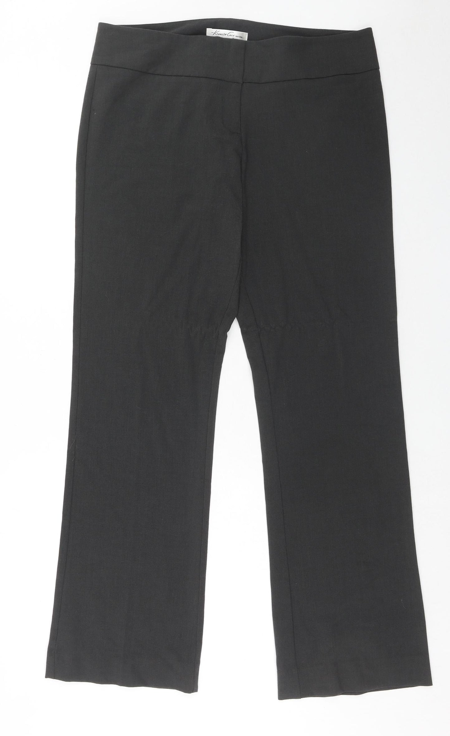 Kenneth Cole Womens Grey Polyester Trousers Size 12 Regular Hook & Eye