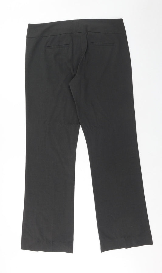 Kenneth Cole Womens Grey Polyester Trousers Size 12 Regular Hook & Eye