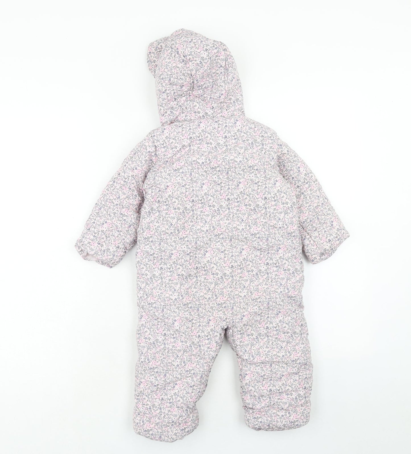 Mothercare Girls Pink Floral Polyamide Quilted Poncho Size 12-18 Months Zip