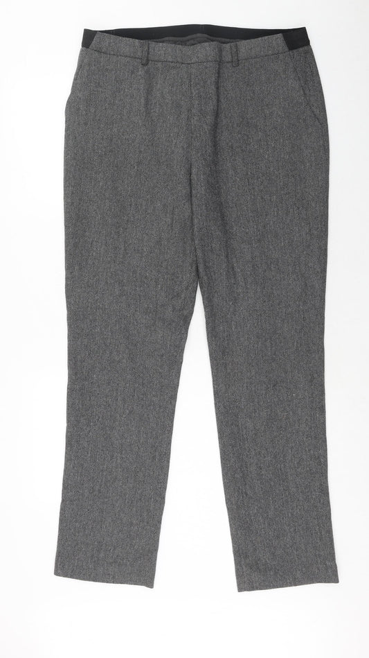 Uniqlo Womens Grey Polyester Dress Pants Trousers Size 32 in Regular