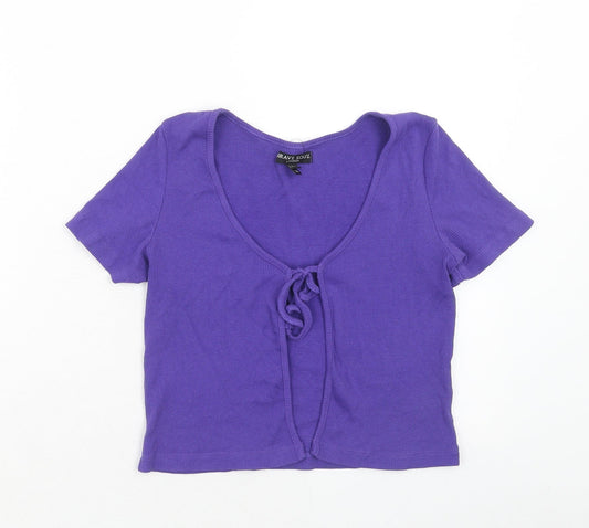 Brave Soul Womens Purple Cotton Basic Blouse Size XS V-Neck
