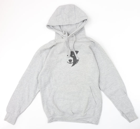 Just Hoods Womens Grey Cotton Pullover Hoodie Size S Pullover - Zak The Collie Dog