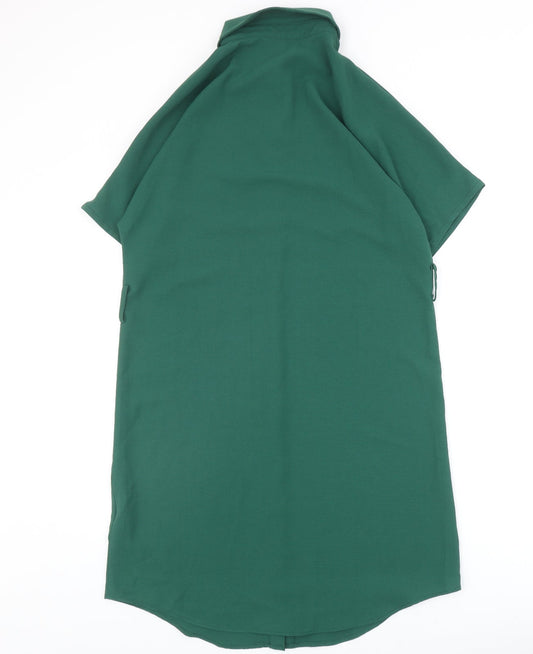 SheIn Womens Green Polyester Shirt Dress Size XS Collared Button