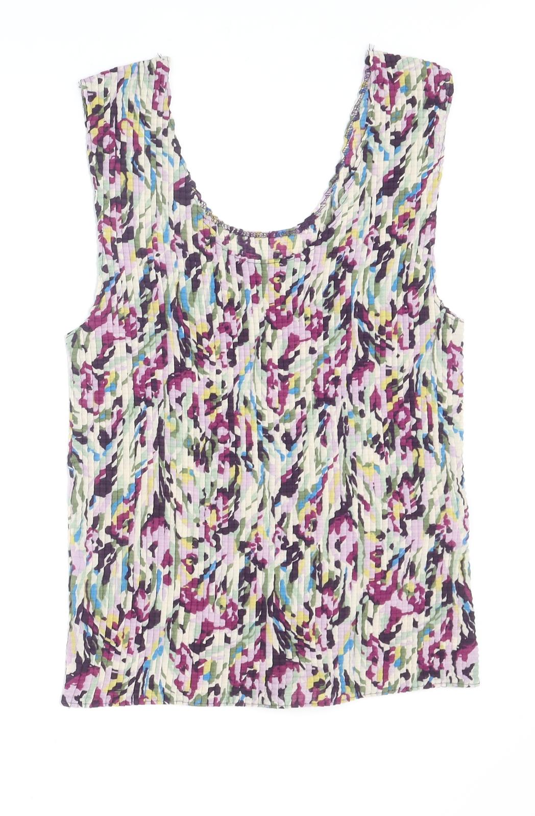 Nicola Womens Multicoloured Geometric Polyester Basic Tank Size L Scoop Neck
