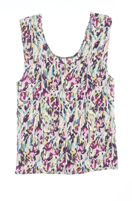 Nicola Womens Multicoloured Geometric Polyester Basic Tank Size L Scoop Neck