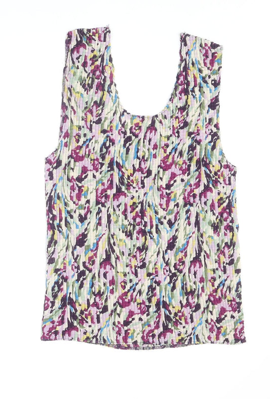 Nicola Womens Multicoloured Geometric Polyester Basic Tank Size L Scoop Neck