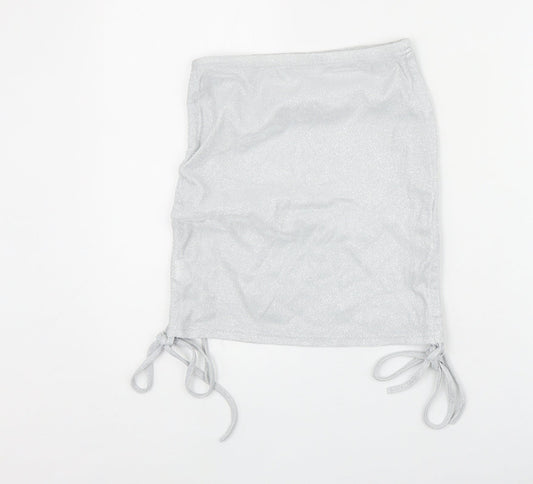 Preworn Womens Silver Polyester Bandage Skirt Size XS