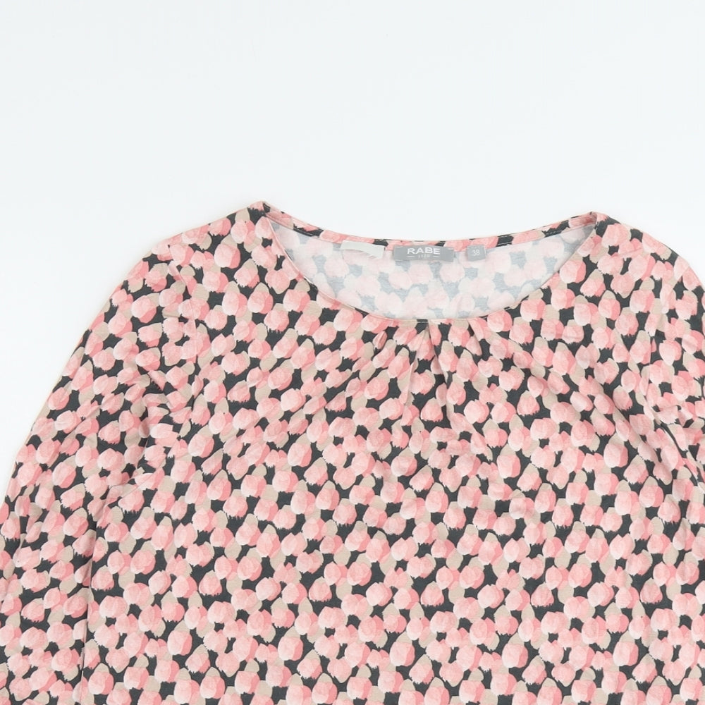 Rabe Womens Pink Viscose Basic T-Shirt Size 10 Scoop Neck
