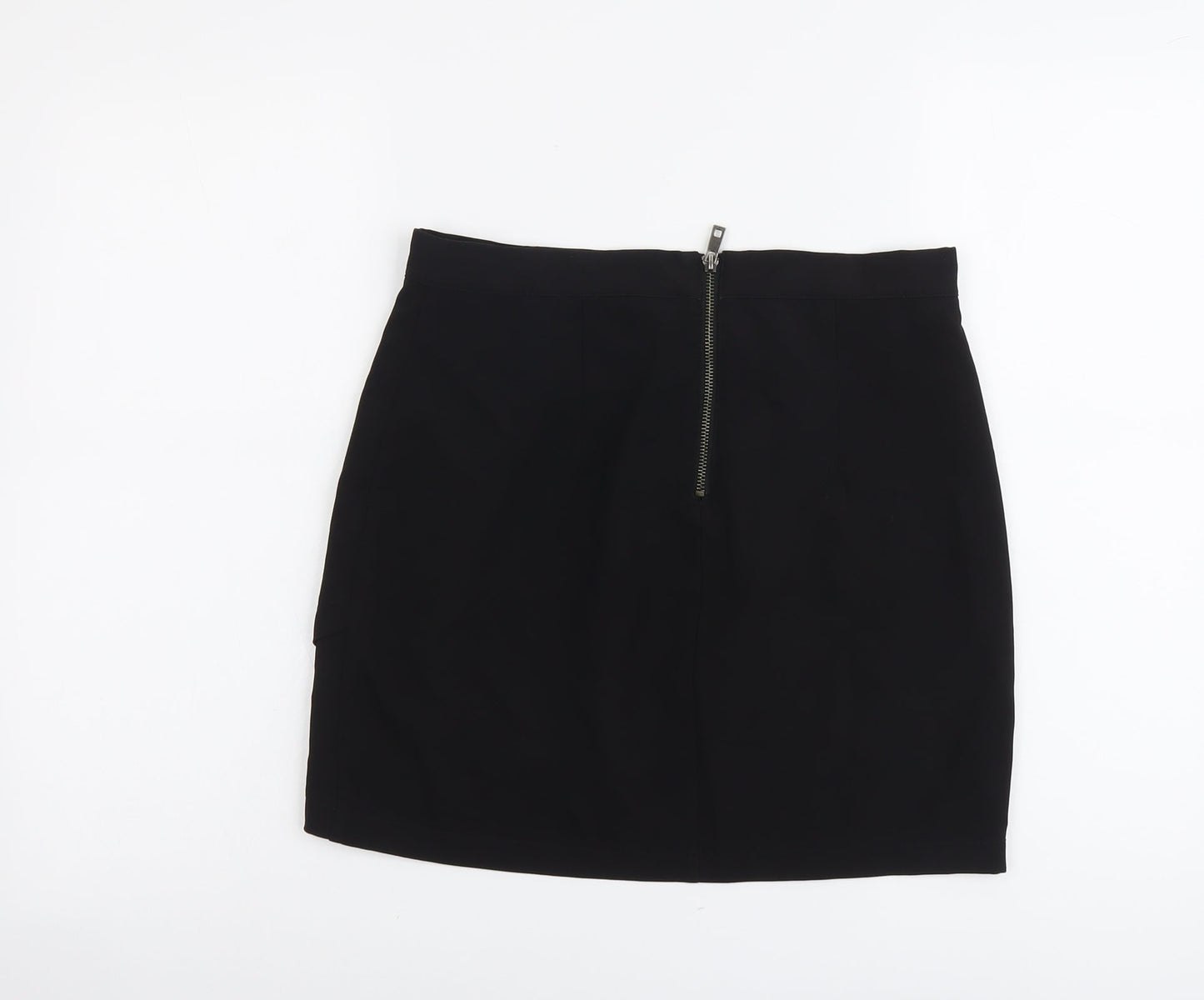 Preworn Womens Black Polyester A-Line Skirt Size L Zip