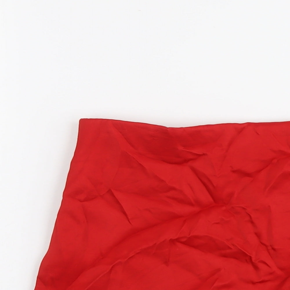 Zara Womens Red Polyester Mini Skirt Size S Zip