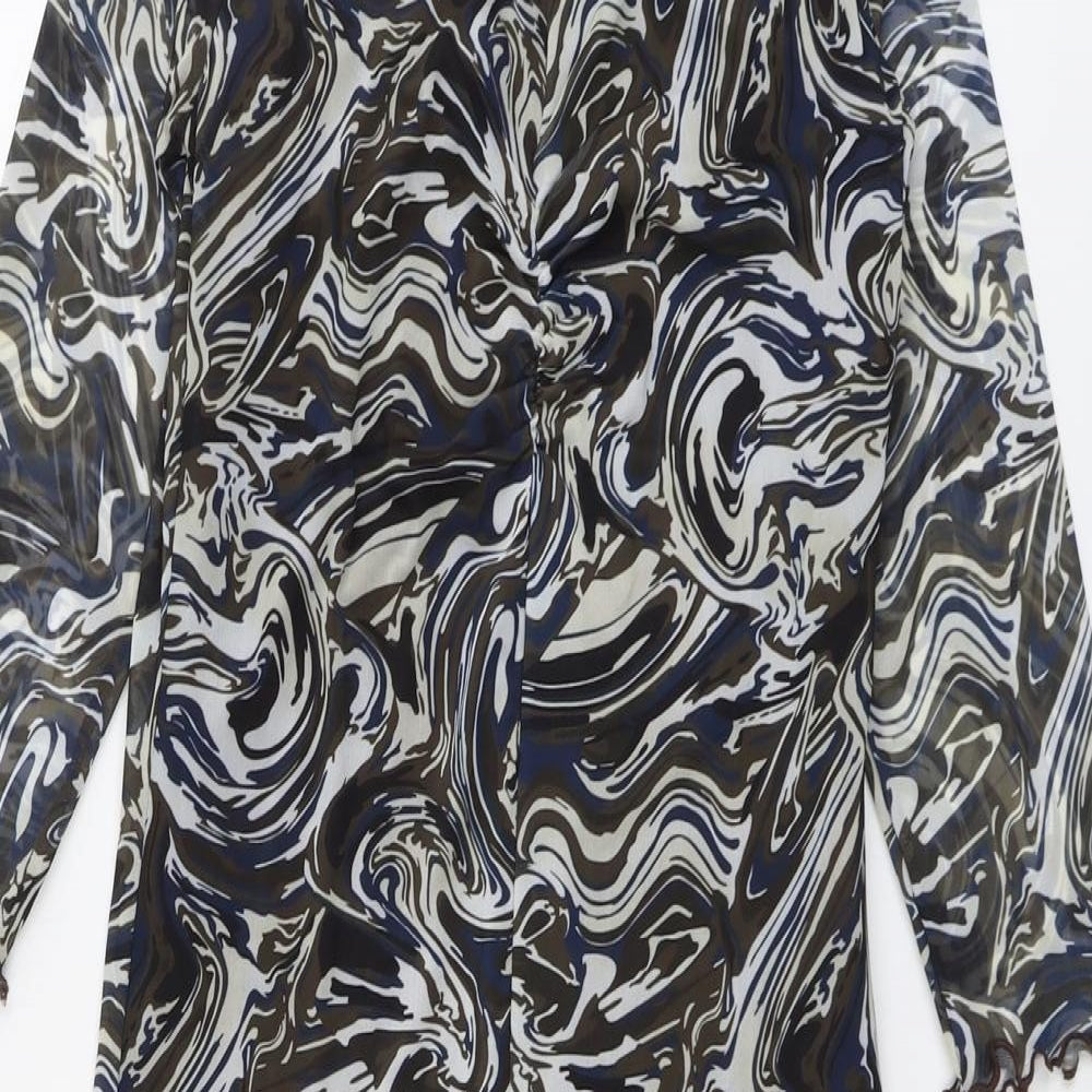 Stradivarius Womens Multicoloured Geometric Polyester A-Line Size M Round Neck Pullover