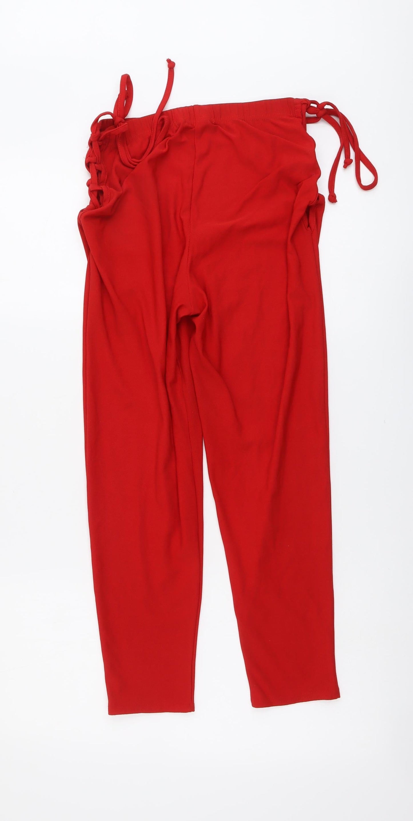 Boohoo Womens Red Polyester Cropped Trousers Size 14 L24 in Regular