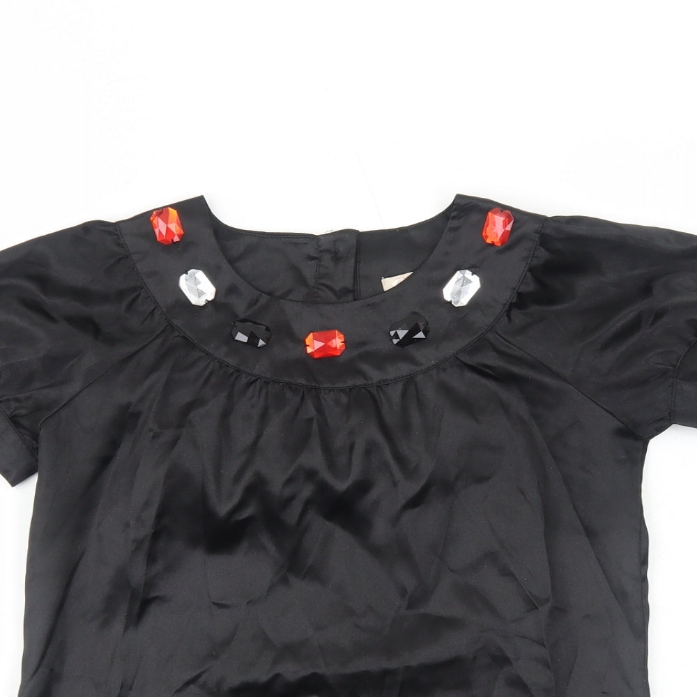 CQ Womens Black Polyester Basic T-Shirt Size S Scoop Neck