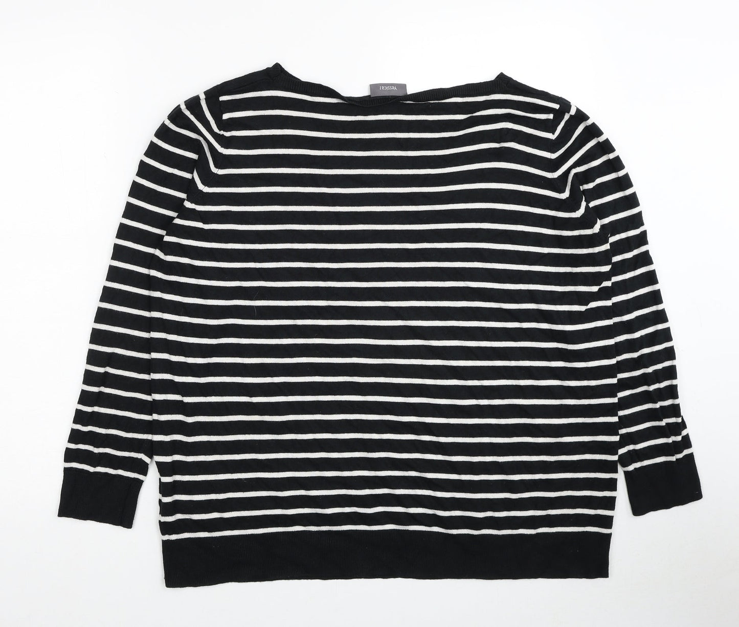 Yessica Womens Black Round Neck Striped Viscose Pullover Jumper Size XL - Rouge