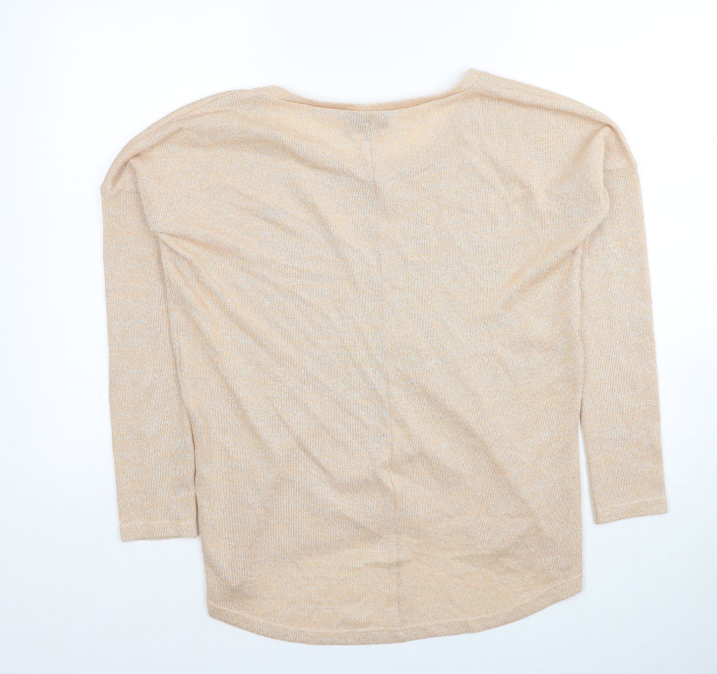 Topshop Womens Beige Scoop Neck Polyester Pullover Jumper Size 8