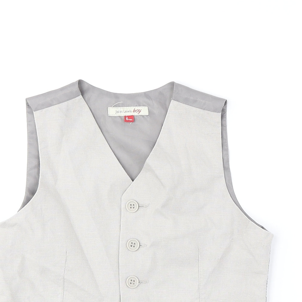 John Lewis Boys Grey Jacket Waistcoat Size 6 Years Button